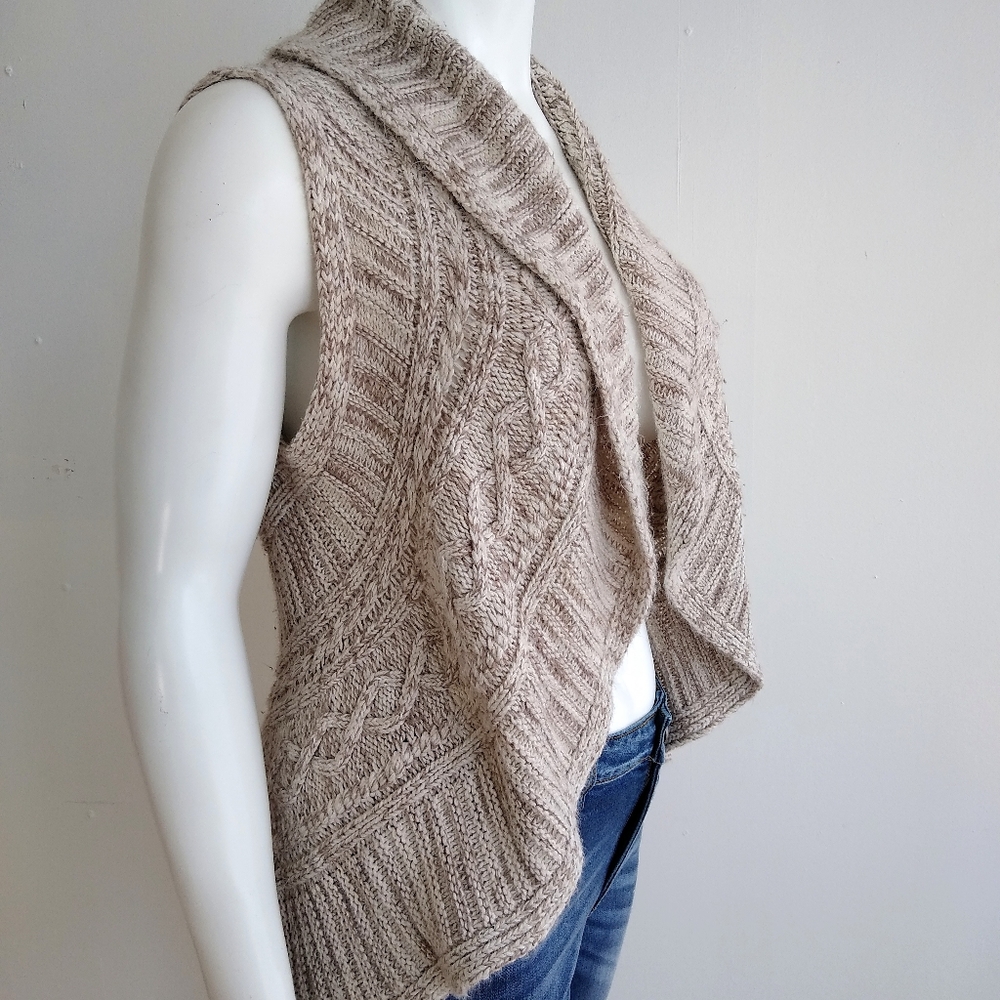 Vanity Oatmeal Cream Marble Knit Vest Cardigan XL